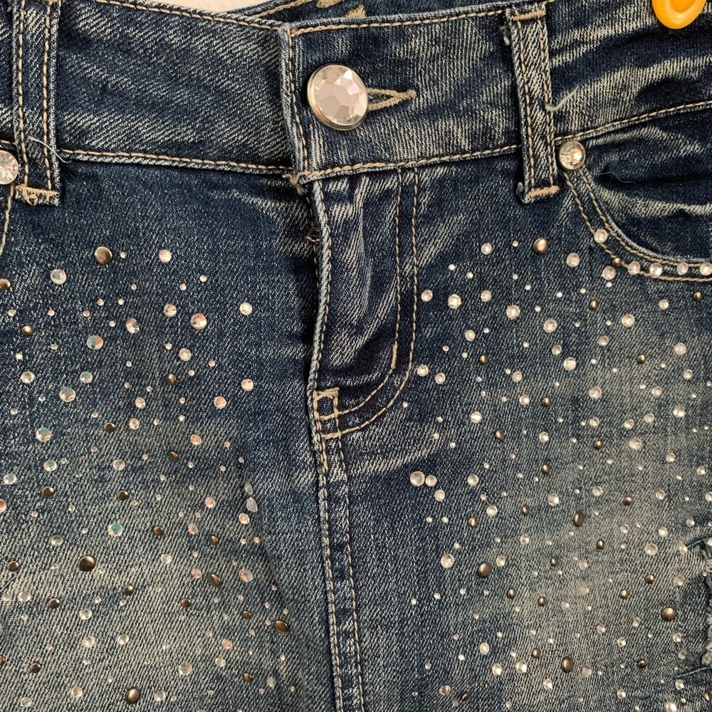 Size 3 Wallflower Blue Jean denim miniskirt Junior - Picture 3 of 5